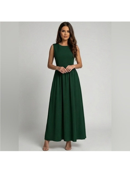 By Design Dresses & Skirts - Gathered-Waist A-Line Maxi Dress With Pockets in Gorgeous Forest Green